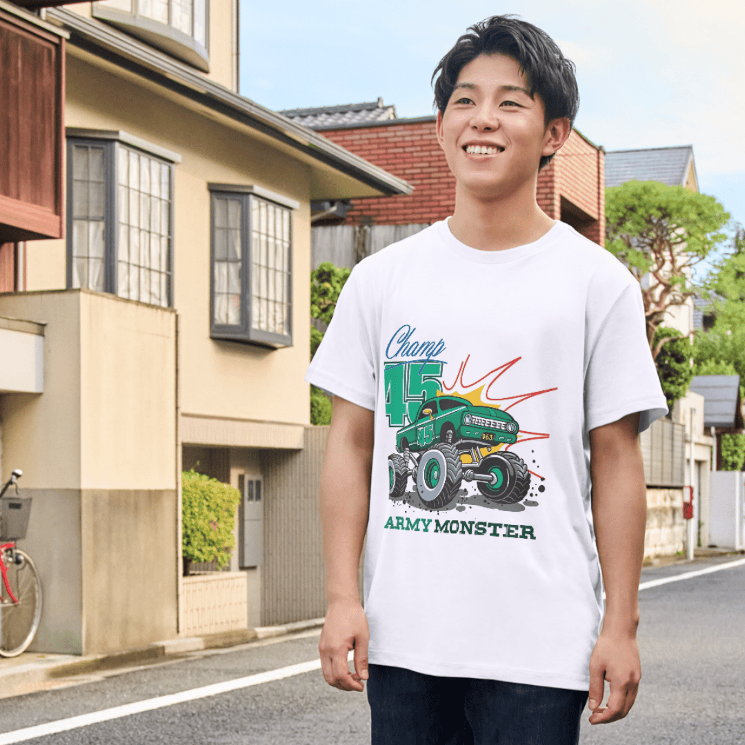 Green Army Monster Truck Racing With Unstoppable Power - TSHIRT 6 - Product GuruJi Green Army Monster Truck Racing With Unstoppable Power - TSHIRT