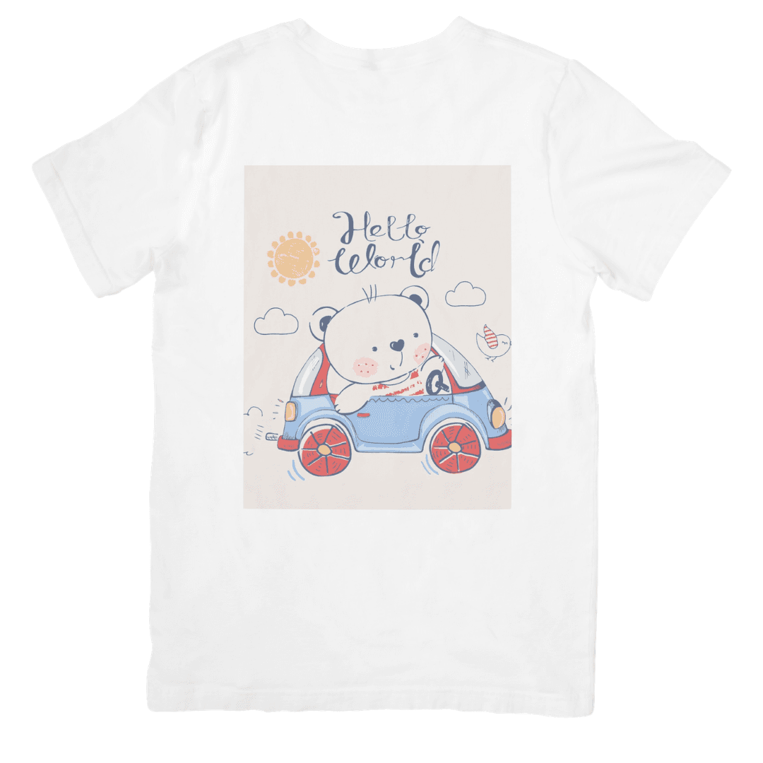 Home 15 - Product GuruJi Cute Little Bear Driving Joyfully Through Sunny Day - TSHIRT