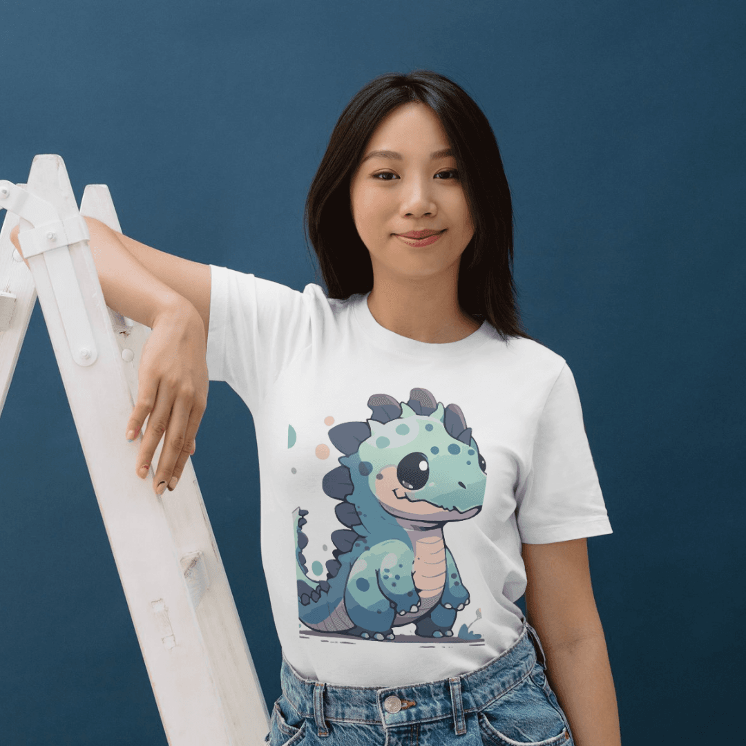 Home 16 - Product GuruJi Adorable Baby Dinosaur Spreading Joy with Playful Charm - TSHIRT