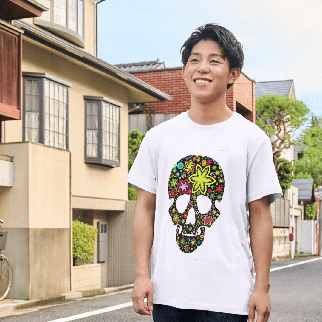 Colorful Floral Skull Design With Vibrant Artistic Style - TSHIRT 5 - Product GuruJi Colorful Floral Skull Design With Vibrant Artistic Style - TSHIRT