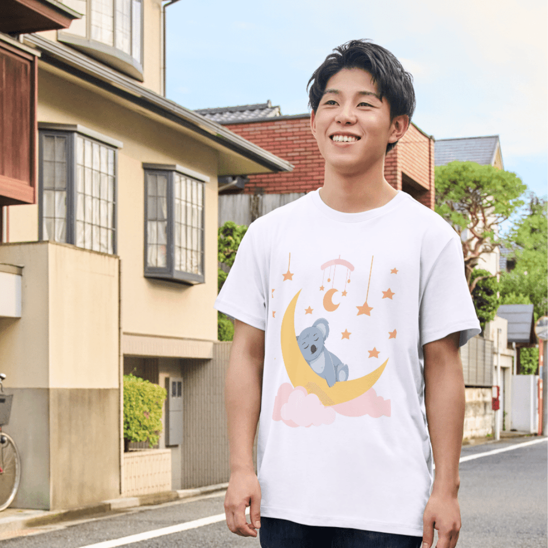 Sleepy Koala Dreaming Peacefully On A Crescent Moon - TSHIRT 5 - Product GuruJi Sleepy Koala Dreaming Peacefully On A Crescent Moon - TSHIRT