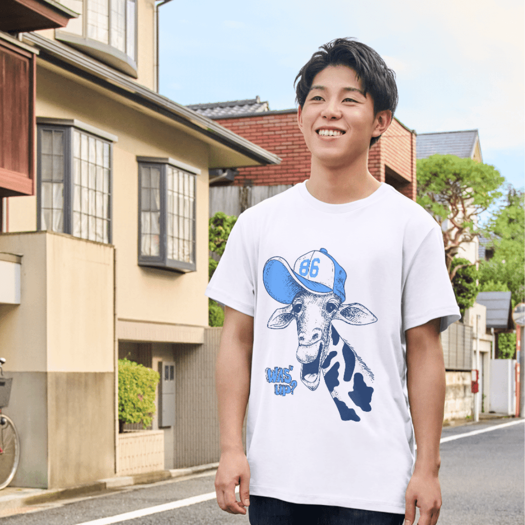 Cool Giraffe Showing Style With Funky Cap Vibes - TSHIRT 5 - Product GuruJi Cool Giraffe Showing Style With Funky Cap Vibes - TSHIRT