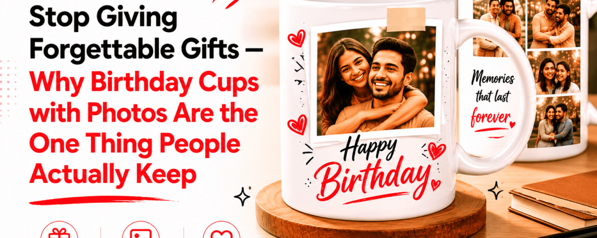 Personalized birthday cups with photos, custom photo mugs online India, printed birthday gift cups, customized photo coffee mug gift, unique birthday photo cup design