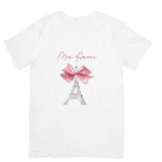 Elegant Paris Inspiration With Charming Pink Ribbon Accent Design - Tshirt