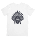 Dark Skull In Tribal Feather Headdress Gothic Artwork - Tshirt