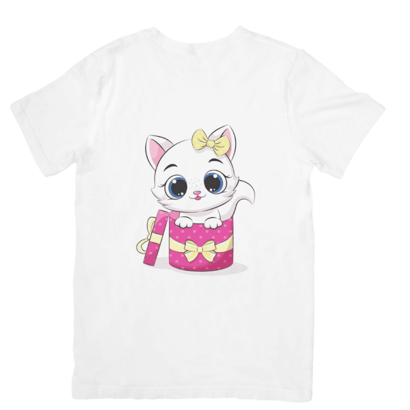 Cute Kitten Peeking From Gift Box With Sweet Charm – Tshirt