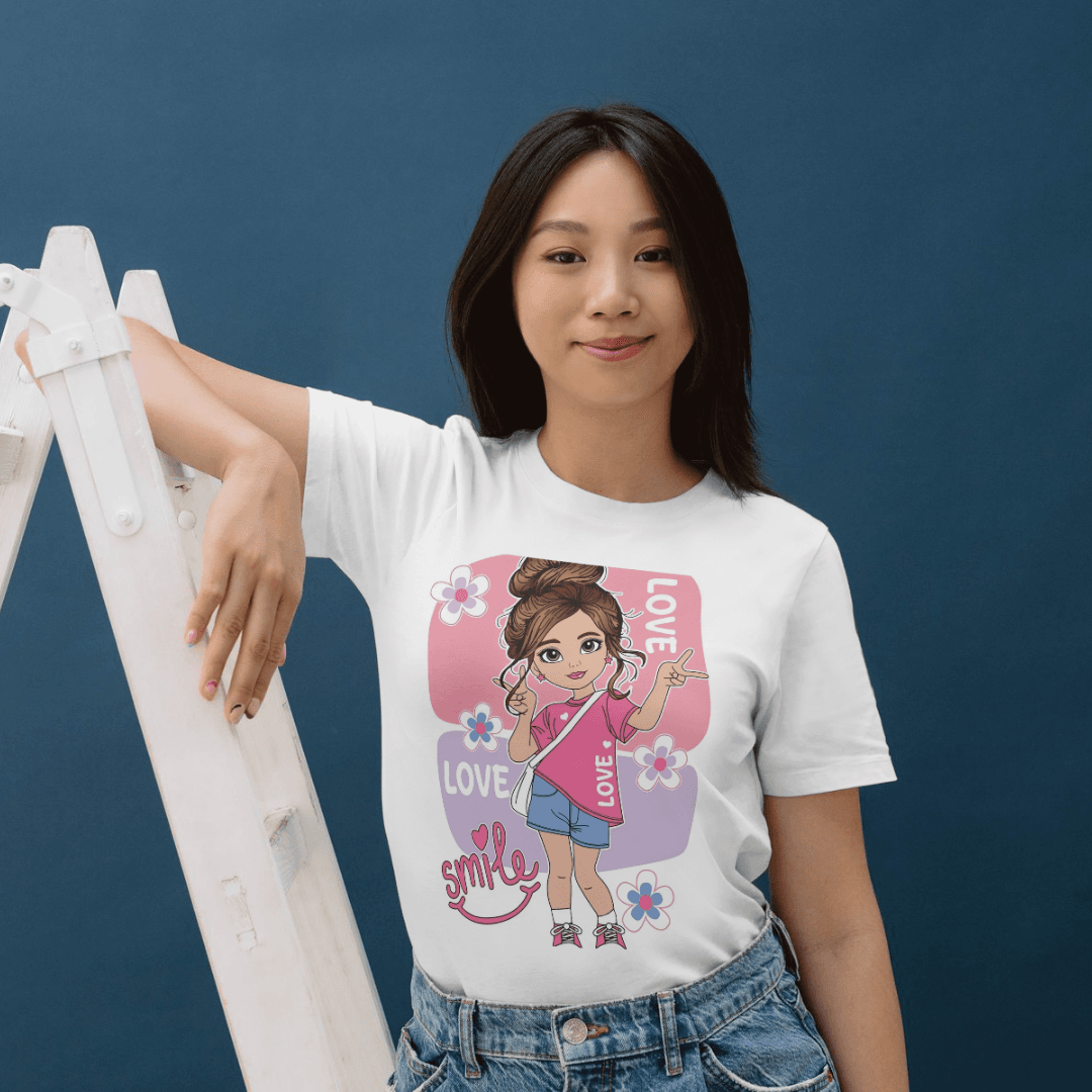 Cute Fashion Girl Spreading Love Smiles And Happiness - Tshirts 5 - Product GuruJi Cute Fashion Girl Spreading Love Smiles And Happiness - Tshirts