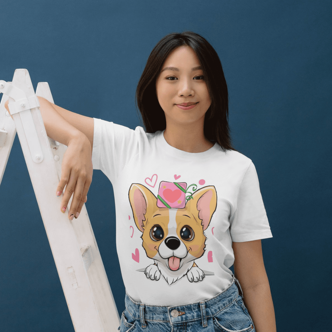 Home 14 - Product GuruJi Cute Puppy With Gift Spreading Love And Happiness - Tshirt