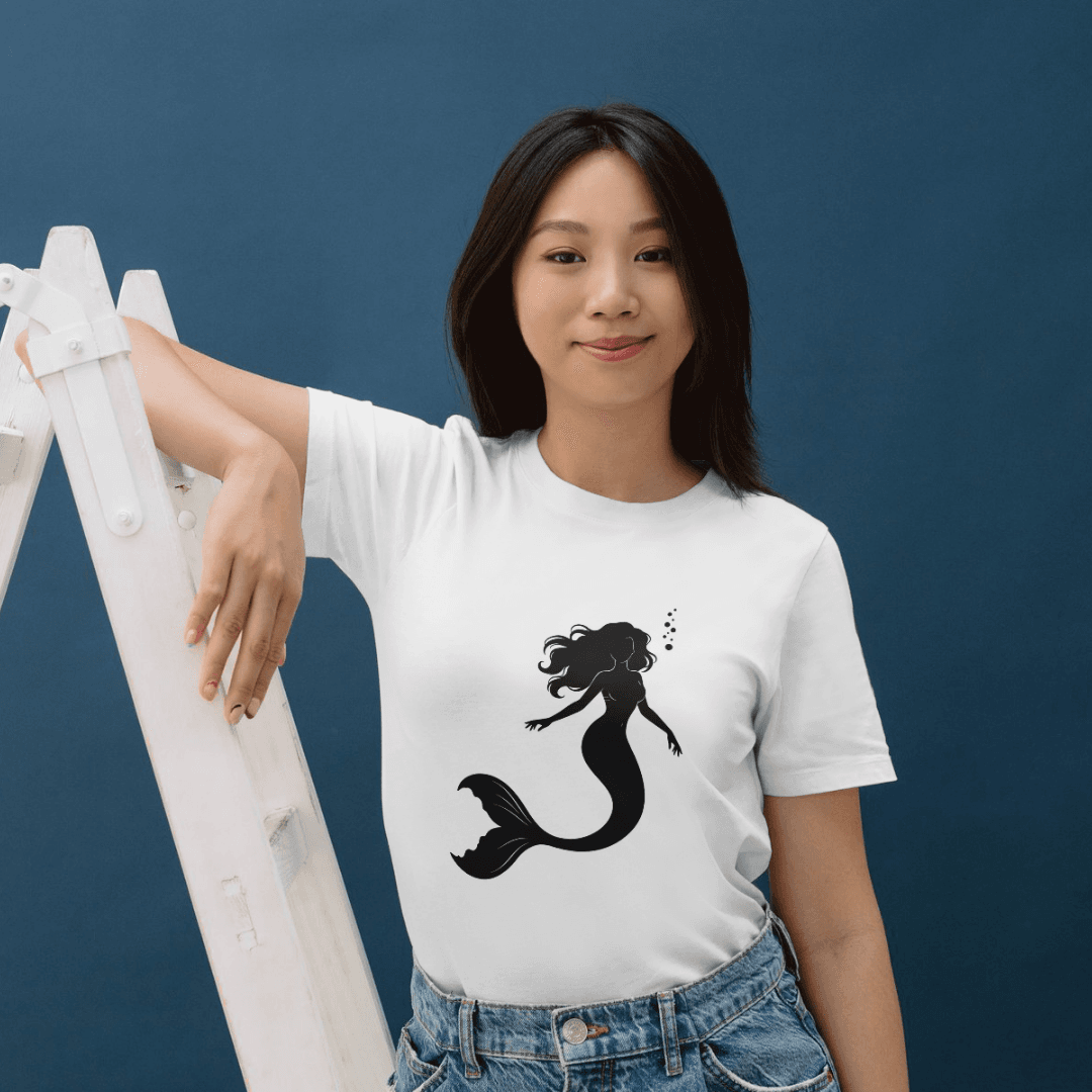 Mystical Mermaid Silhouette With Flowing Hair And Grace - Tshirt