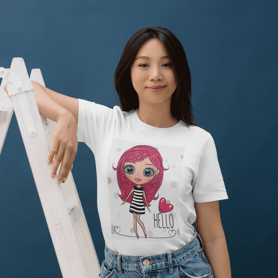 Cute Pink Haired Girl Greeting With Sweet Charm Today - Tshirt 5 - Product GuruJi Cute Pink Haired Girl Greeting With Sweet Charm Today - Tshirt