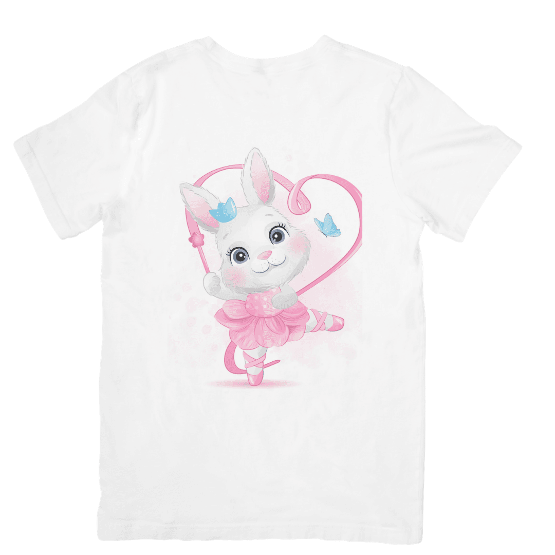 Home 13 - Product GuruJi Cute Bunny Ballerina Dancing With Hearts And Butterflies - Tshirt