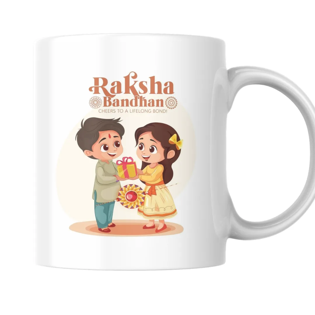 Home 35 - Product GuruJi Cute Brother Sister Exchanging Gifts on Happy Raksha Bandhan Celebration - Mug