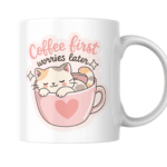 Cute Cat In Coffee Cup With Cozy Morning Vibes Illustration - Mug 2 - Product GuruJi Cute Cat In Coffee Cup With Cozy Morning Vibes Illustration - Mug
