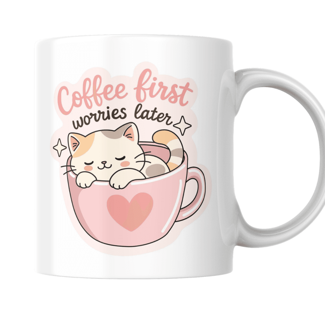 Cute Cat In Coffee Cup With Cozy Morning Vibes Illustration - Mug