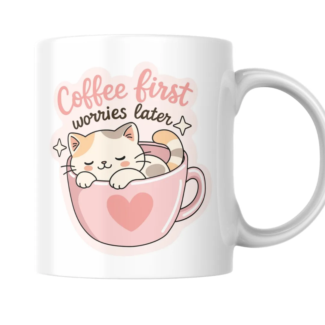 Home 13 - Product GuruJi Cute Cat In Coffee Cup With Cozy Morning Vibes Illustration - Mug