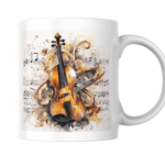 Elegant Violin And Musical Notes In Artistic Harmony Design - Mug