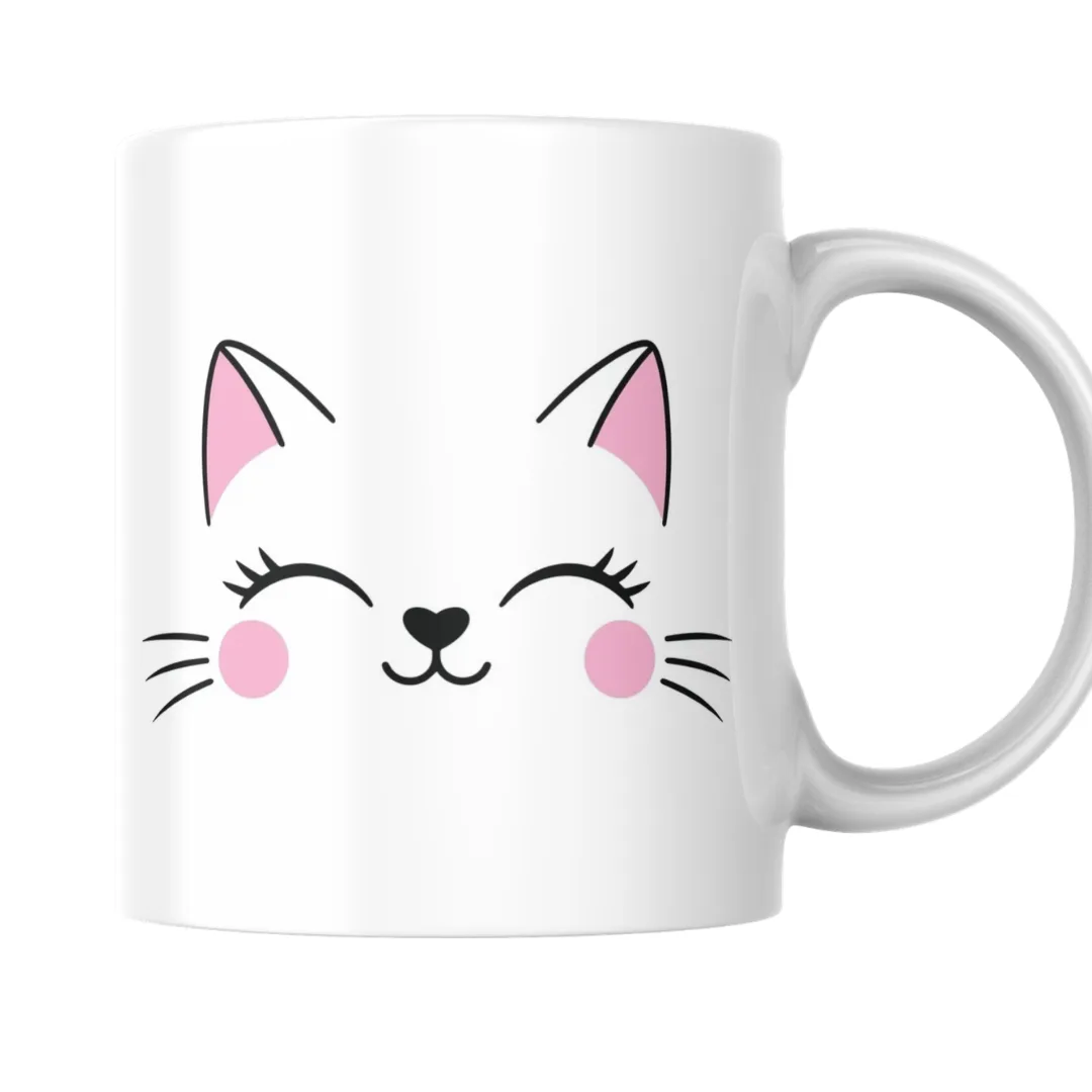 Home 15 - Product GuruJi Adorable Pink Cat Face Bringing Cute And Happy Vibes - Mug