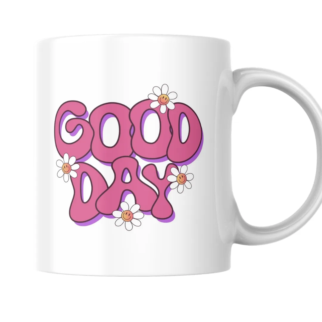 Home 33 - Product GuruJi Cute Good Day Greeting Design with Beautiful Flowers - Mug