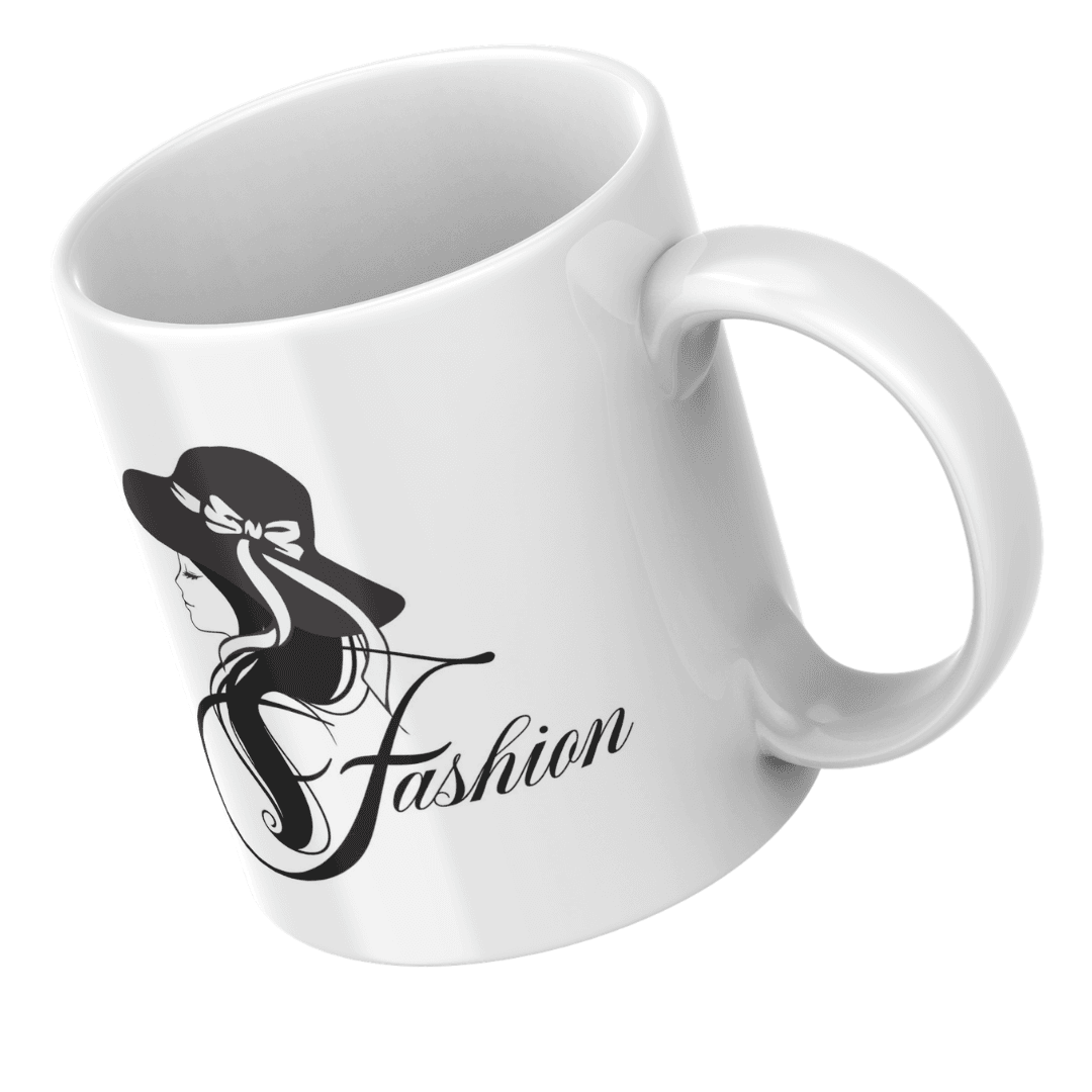 Elegant Fashion Woman Silhouette With Stylish Hat Illustration Design - Mug 6 - Product GuruJi Elegant Fashion Woman Silhouette With Stylish Hat Illustration Design - Mug