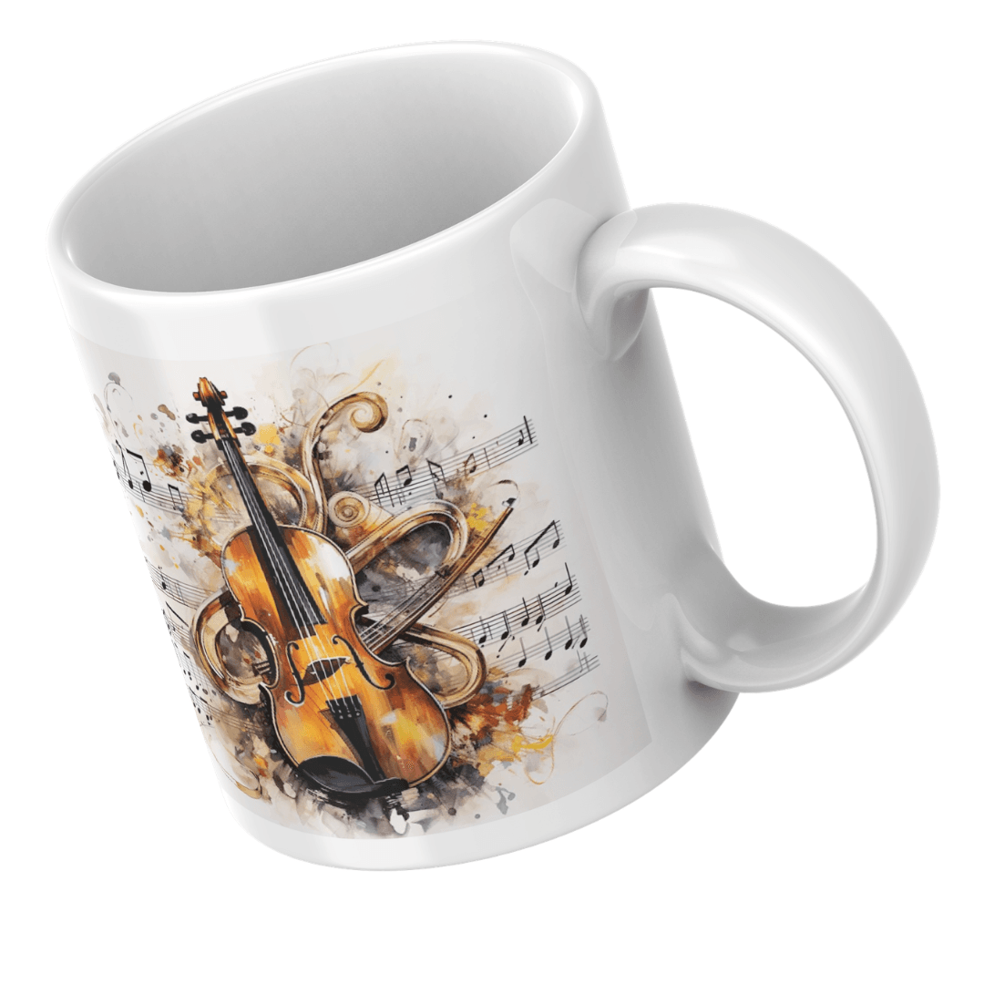 Elegant Violin And Musical Notes In Artistic Harmony Design - Mug 7 - Product GuruJi Elegant Violin And Musical Notes In Artistic Harmony Design - Mug