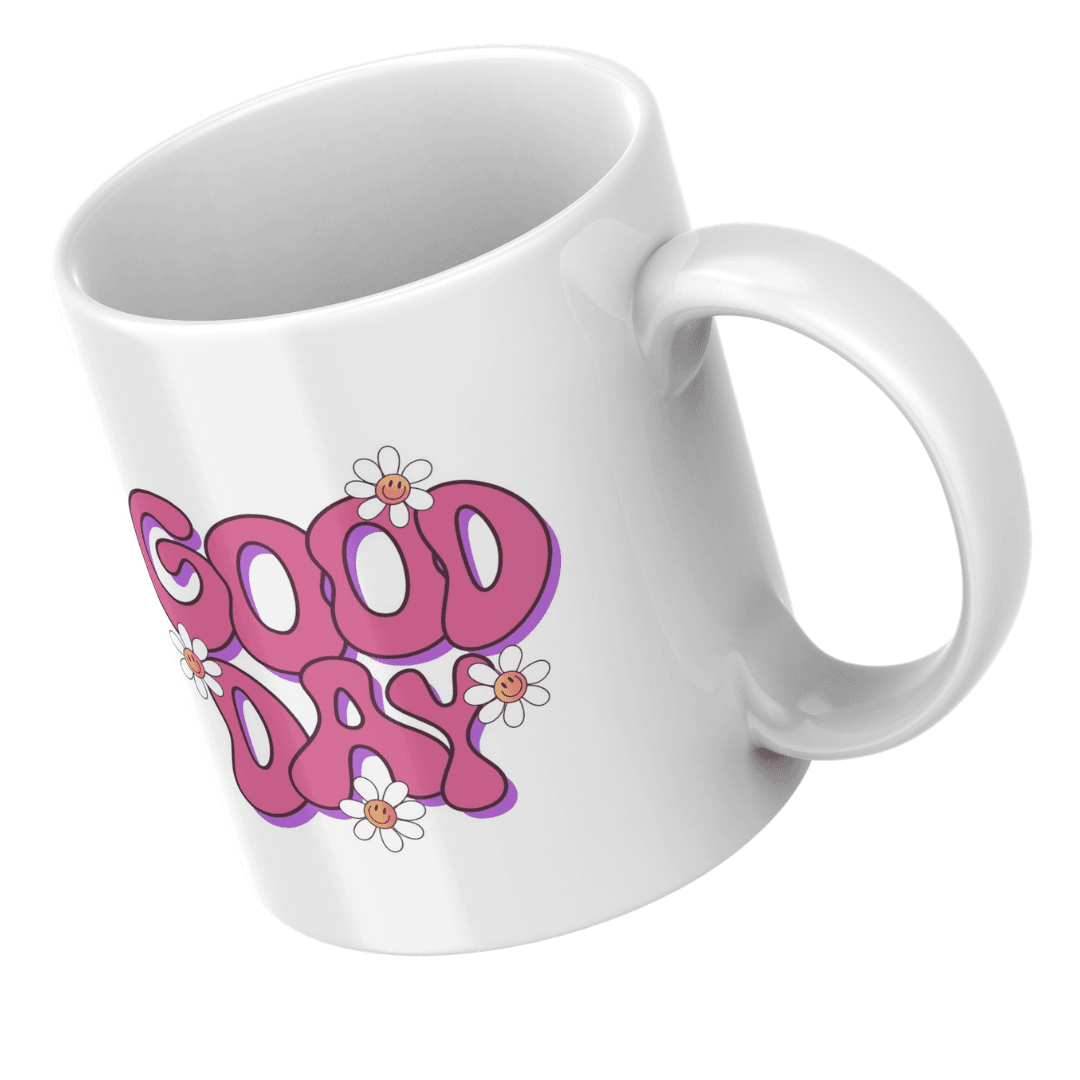 Cute Good Day Greeting Design with Beautiful Flowers - Mug 7 - Product GuruJi Cute Good Day Greeting Design with Beautiful Flowers - Mug