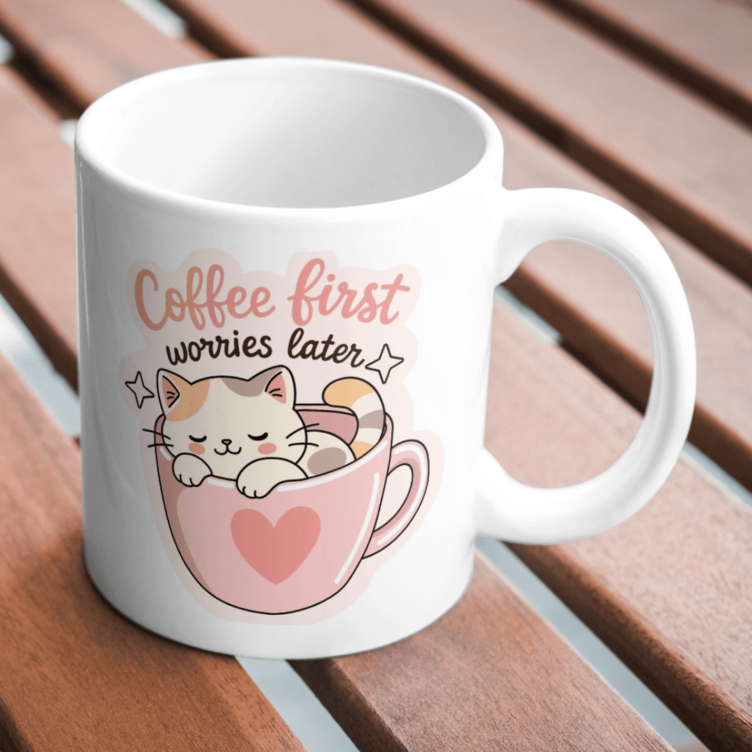 Cute Cat In Coffee Cup With Cozy Morning Vibes Illustration - Mug 4 - Product GuruJi Cute Cat In Coffee Cup With Cozy Morning Vibes Illustration - Mug