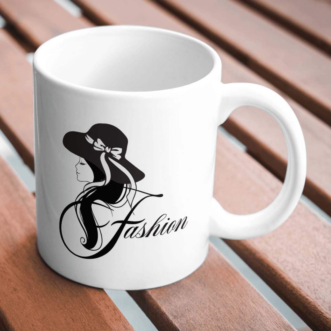 Elegant Fashion Woman Silhouette With Stylish Hat Illustration Design - Mug 4 - Product GuruJi Elegant Fashion Woman Silhouette With Stylish Hat Illustration Design - Mug